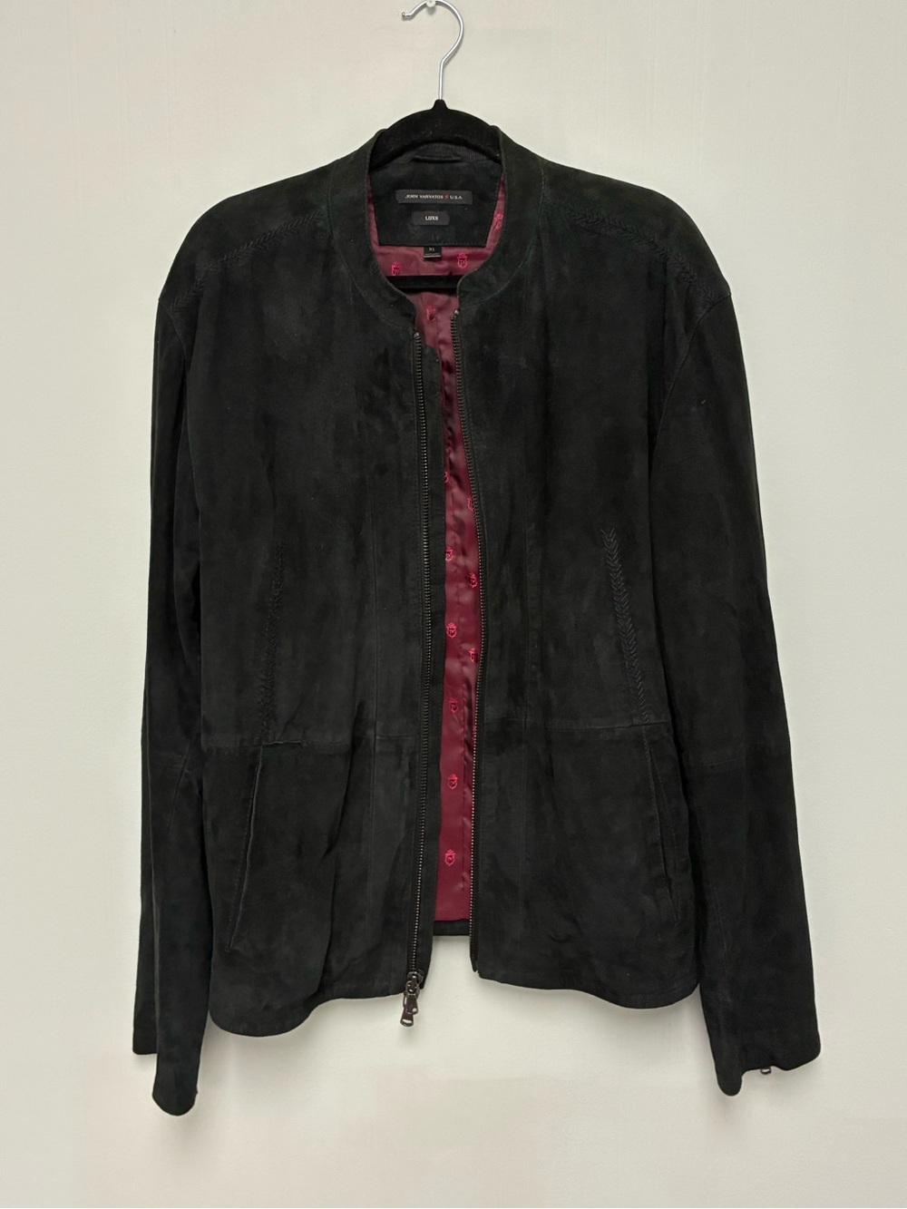 John Varvatos James Bond Suede Leather Racer Jacket Size XL - Picture 16 of 16